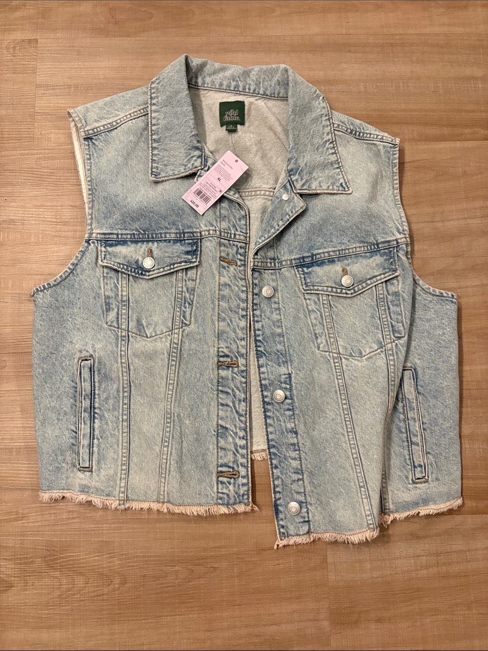Wild Fable Stone Washed Denim Vest - Light Blue XL